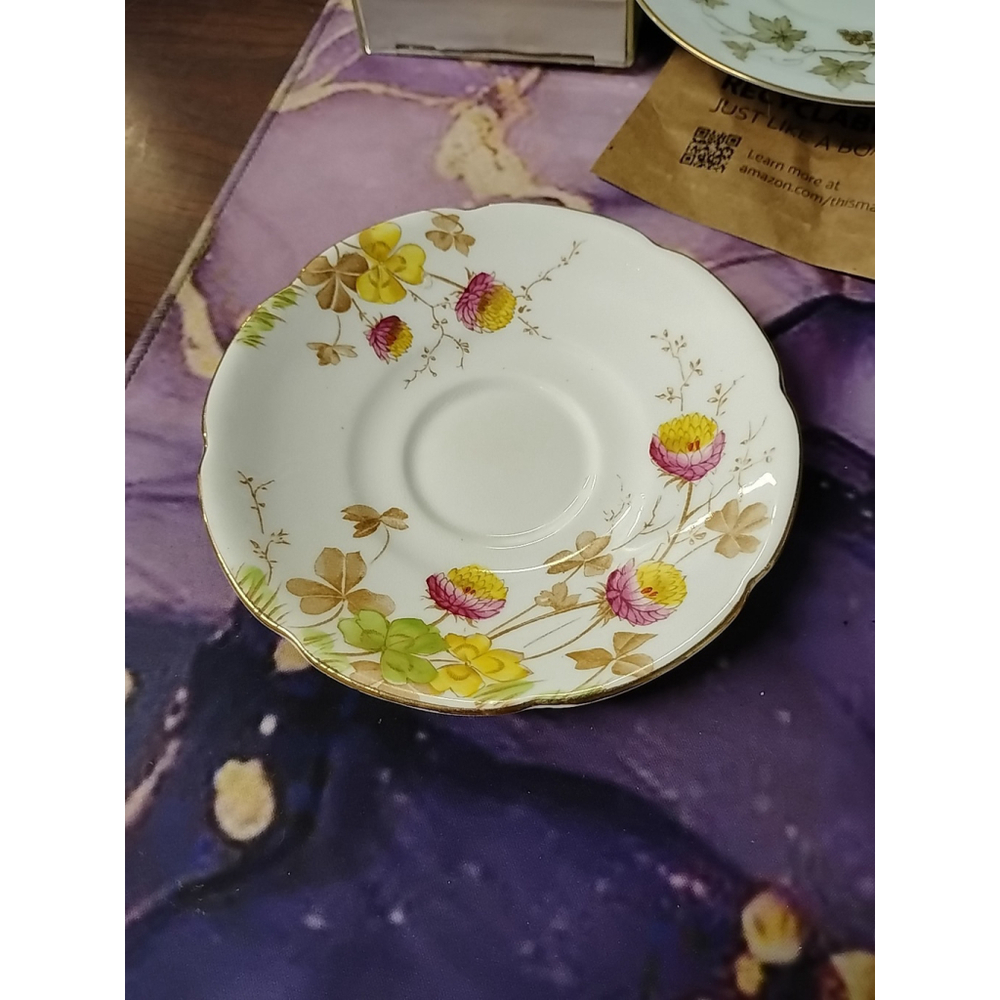 Collingwoods Bone China Floral Flowers Saucer 8743 or 8243 Gold Trim Vtg England